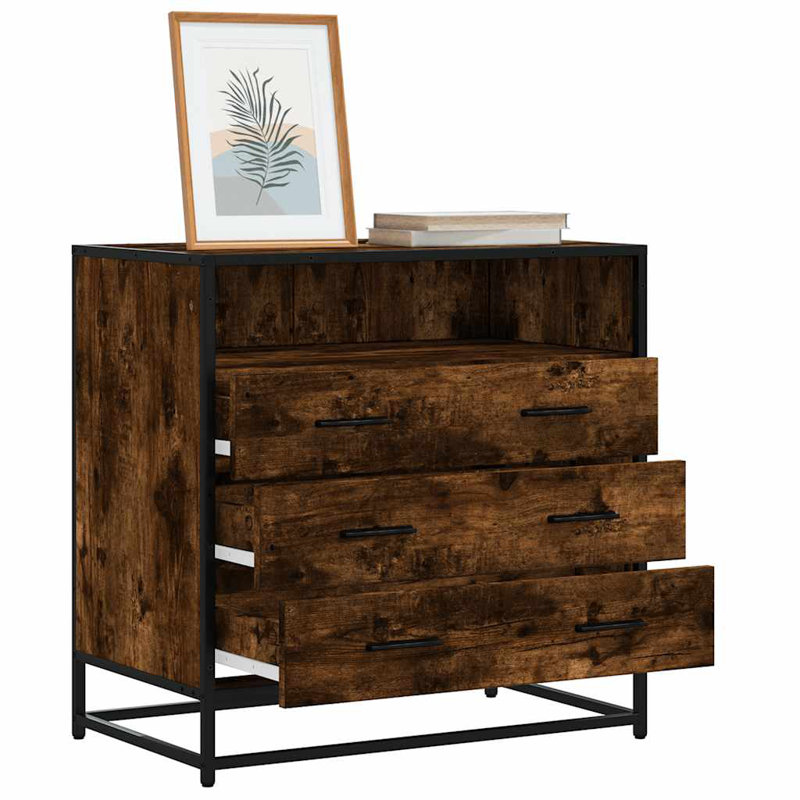Stanely Metal Rectangle Accent Chest, Smoked Oak