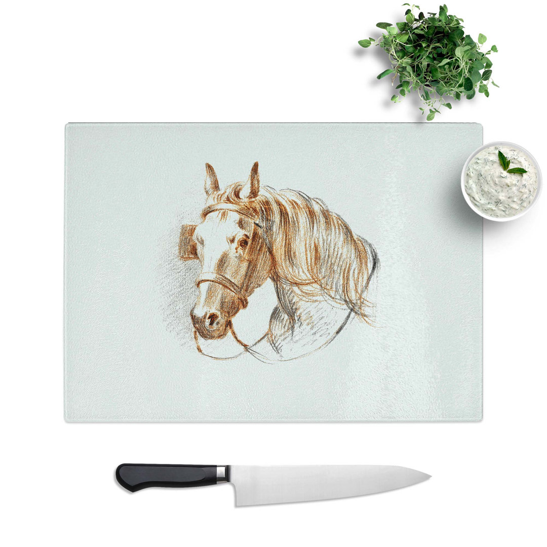 Glass Head of A Horse With Blinkers by Jean Bernard Chopping Board