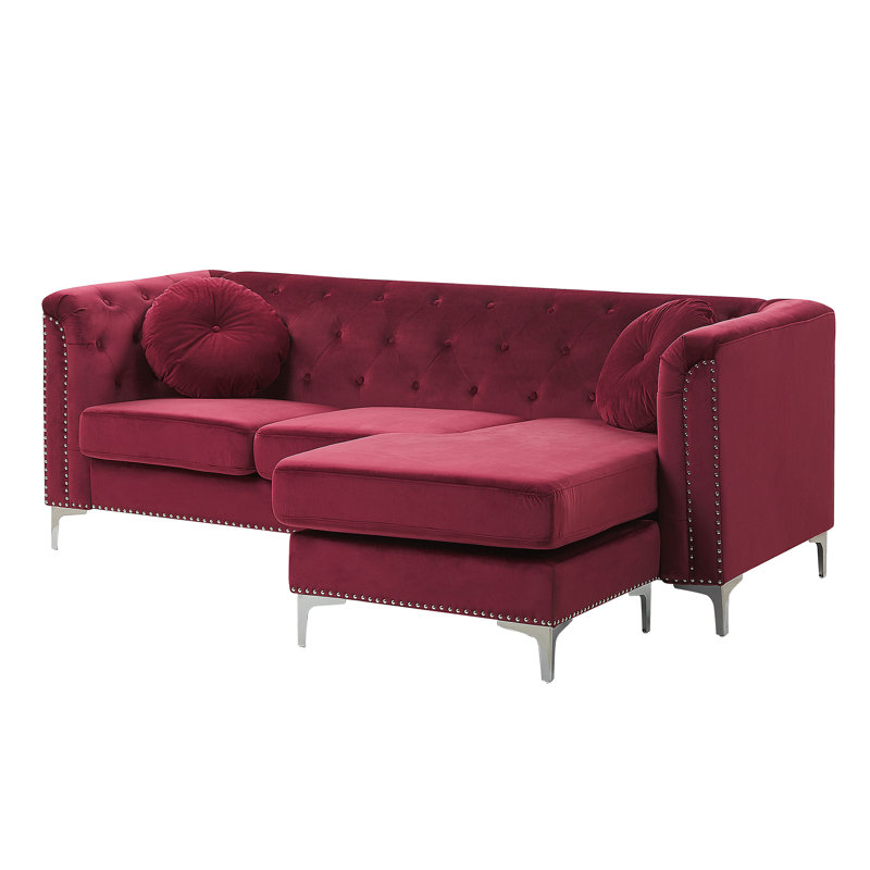 Mosley 3 Seater Corner Sofa , Right, Burgundy