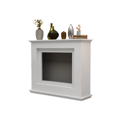 White Manufactured Wood Freestanding Fireplace
