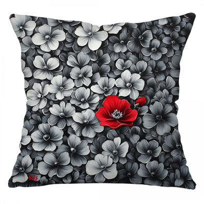 Coussin décoratif fleurs, sergé de coton floral