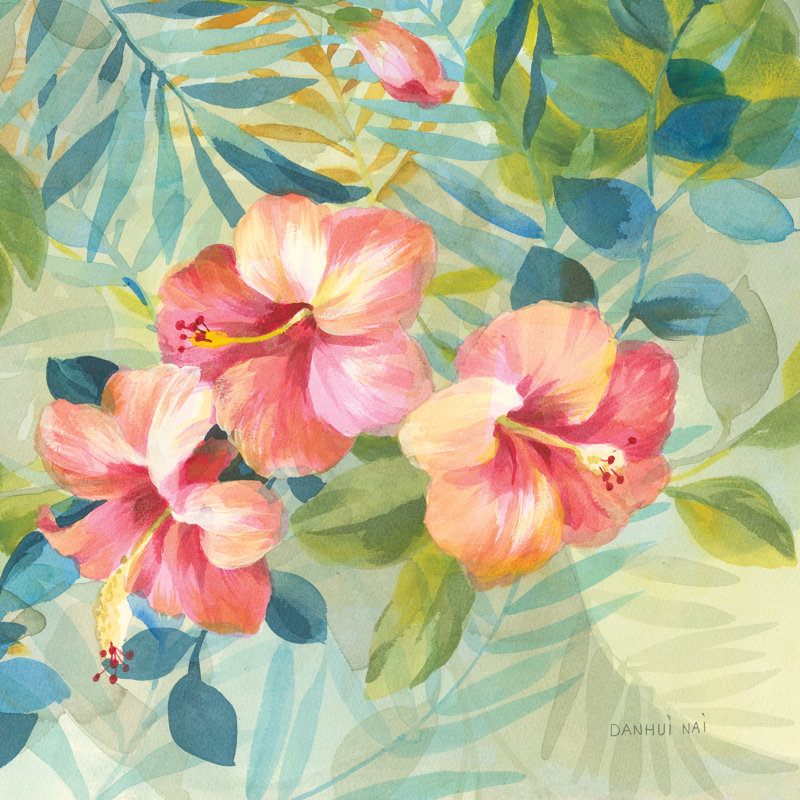 «Hibiscus Garden III» par Danhui Nai, reproduction d'art sur toile tendue, H 30 po x l 30 po, Toile tendue