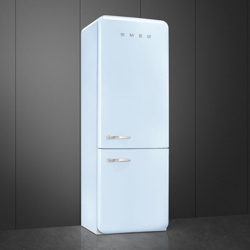 SMEG 27.8" Bottom Freezer 16.26 cu. ft. Energy Star Refrigerator, Pastel Blue, Left Handed