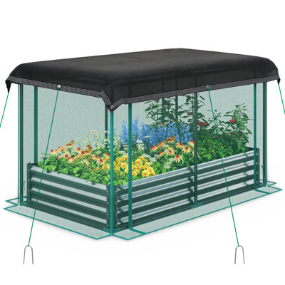  Lit de jardin surélevé 6 x 3 x 1 pi en acier galvanisé avec cage de protection végétale
