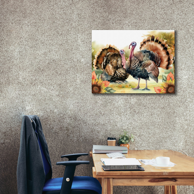  'Elegant Thanksgiving Turkey Pair' by Nicole DeCamp Canvas Wall Art, 34" x 26"