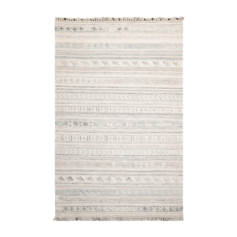 Tapis beige en laine tissé à la main de 5 po x 8 po Dakota Fields beige, gris