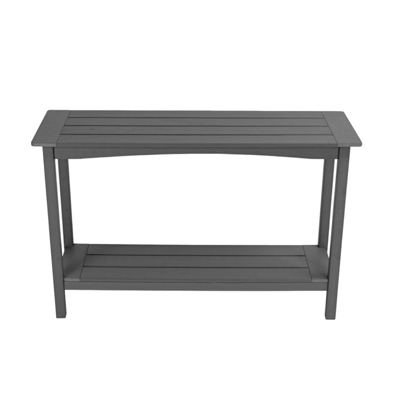 Outdoor 48'' Patio HDPE Adirondack 2-Tier Shelf Console Table, Rectangular Table Side Table, All-Weather Resistance, Black
