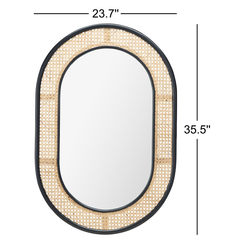 Juni Metal Oval Wall Mirror, Black