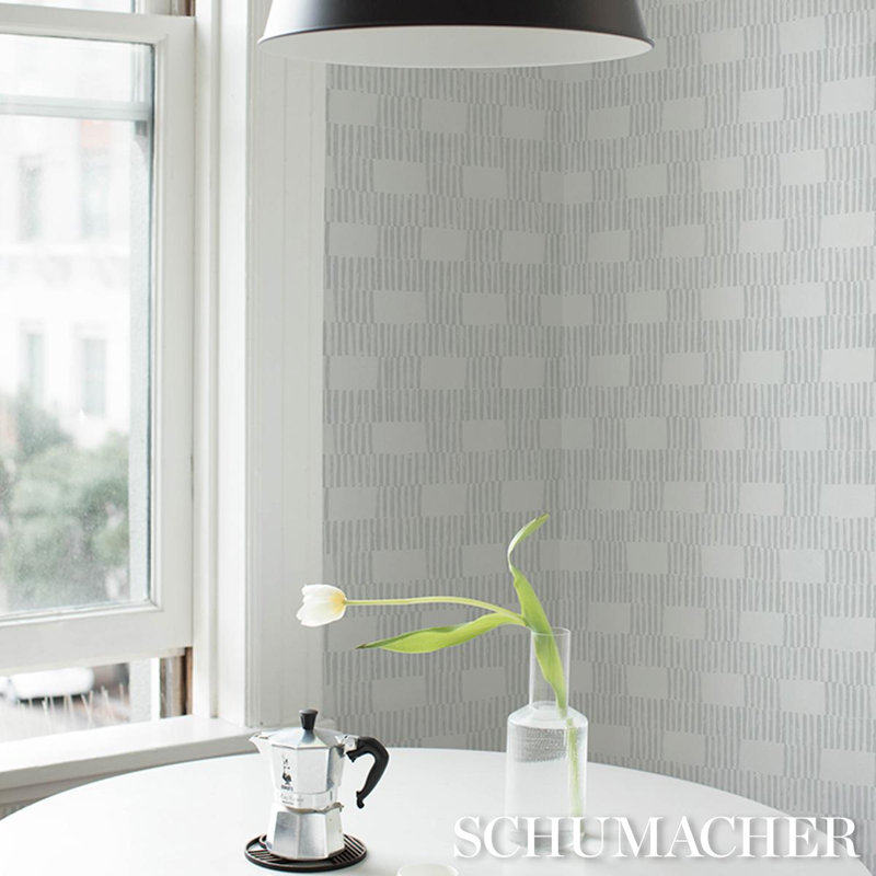 Schumacher X Caroline Z Hurley Field Wallpaper, Fog