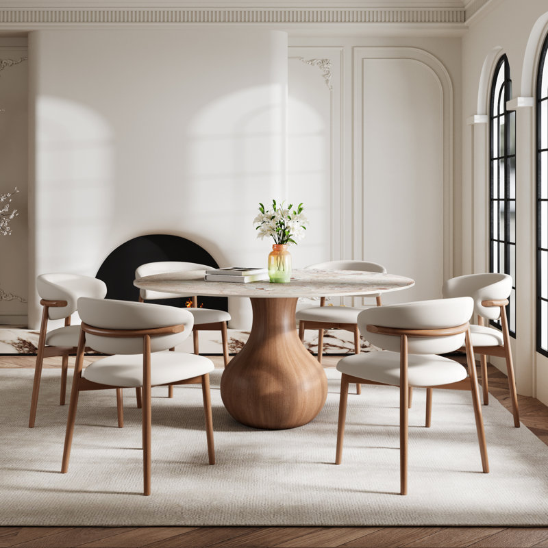 Ensemble de chaises de table de salle à manger Otelia, H 29,52 po x L 59,05 po x l 59,05 po, 7 pièces : table, 6 chaises
