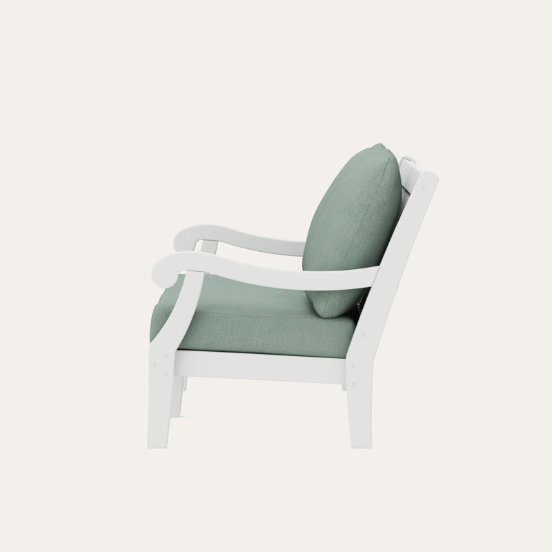 POLYWOOD x Birch Lane Verlyn Deep Seating Loveseat, Glacier Spa Cushion/White Frame