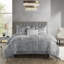 Ensemble d'édredon luxueux en velours argenté - 5 pièces double / grand