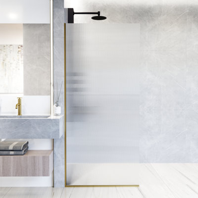 Zenith 34" W x 74" H Fixed Frameless Shower Screen with 3/8" Glass