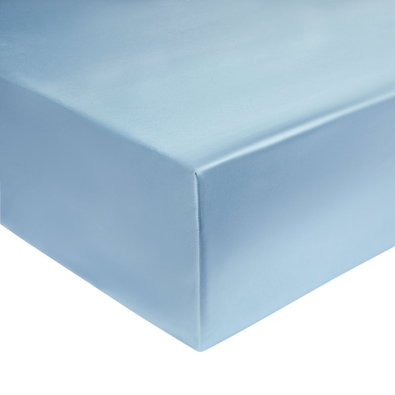 Summerhill Blue Silk Fitted Sheet, Queen Fitted Sheet