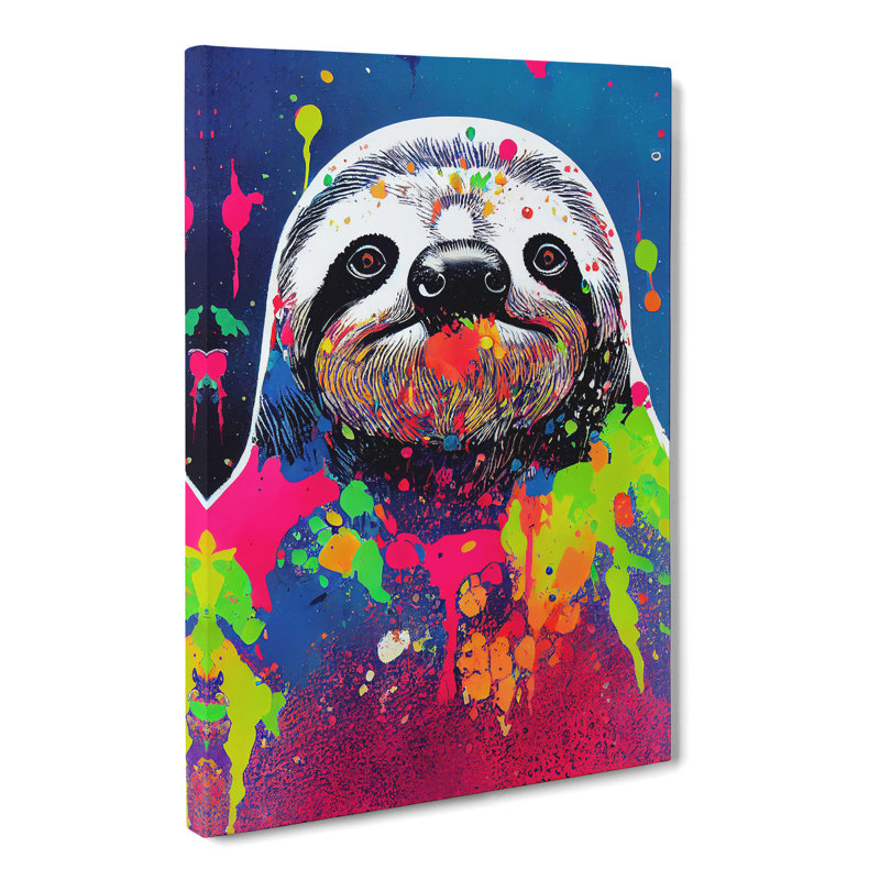 Sloth Splatter - Wrapped Canvas, 50cm H x 35cm W x 3cm D