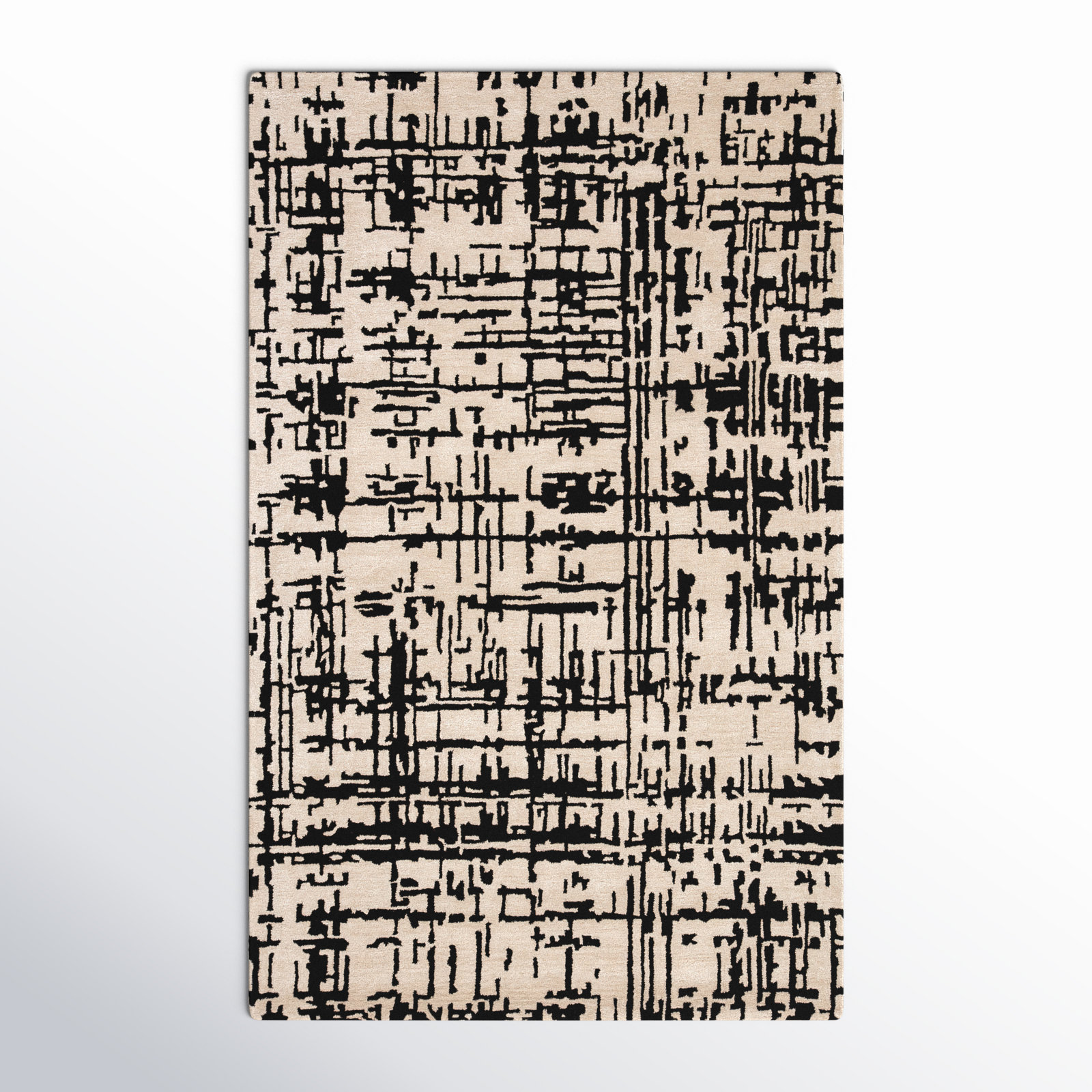 Brannon Abstract Handmade Tufted Area Rug in Cream