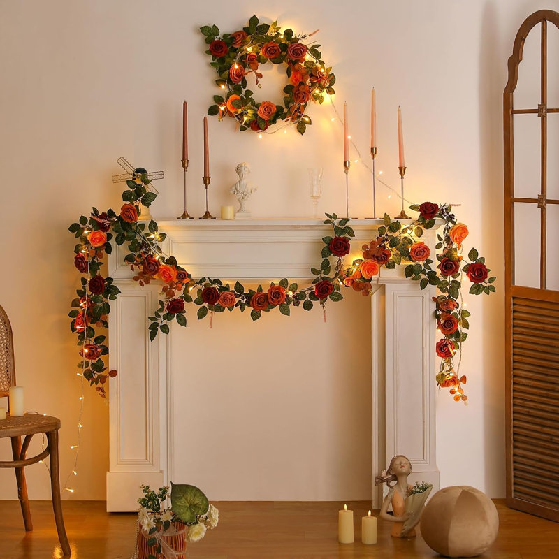 Guirlande de fleurs artificielles en terre cuite 5 pi