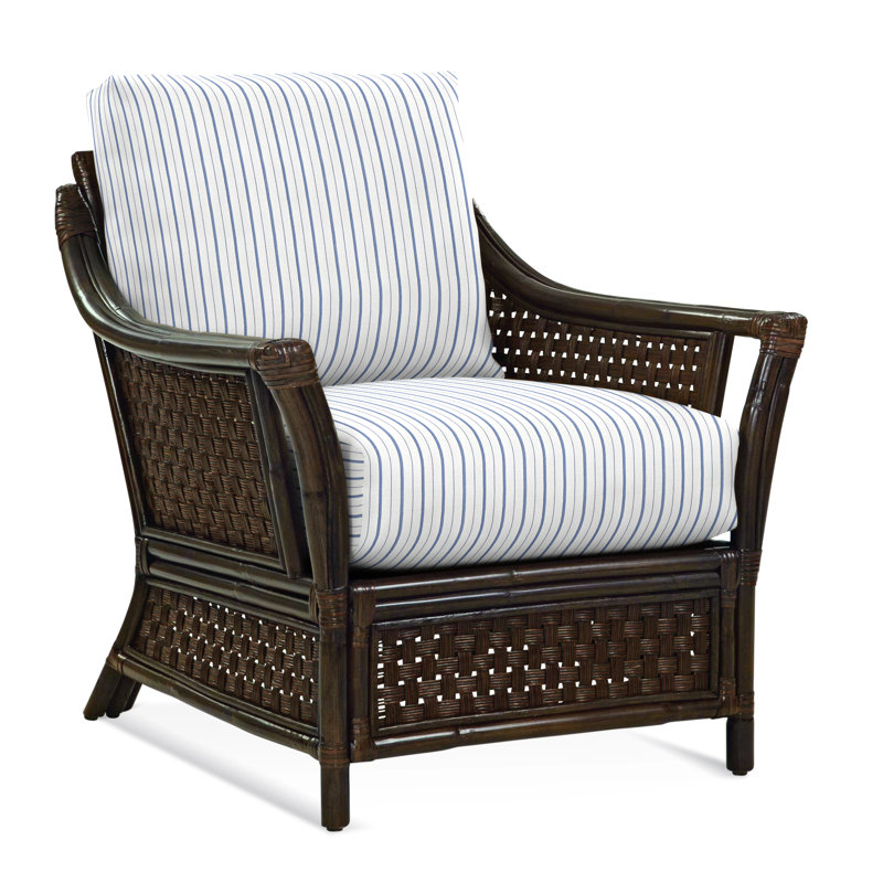 Boca Upholstered Armchair, Cobalt Blue Stripe; 0204-64, Coffee