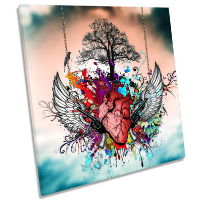 Heart Graffiti Angel Urban 1 Piece Wrapped Canvas Wall Art