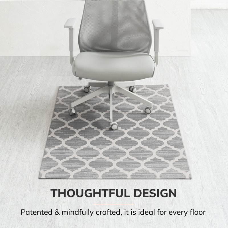 Mitte Straight Rectangular Chair Mat, Grey, 0.25" H x 48" W x 36" D