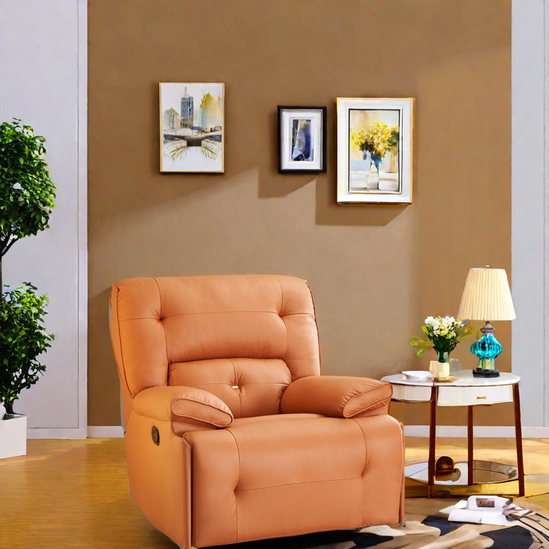 Fauteuil inclinable pivotant rembourré Smera, Orange