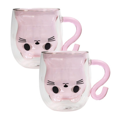 200ml Cat Insulated Glass Mug