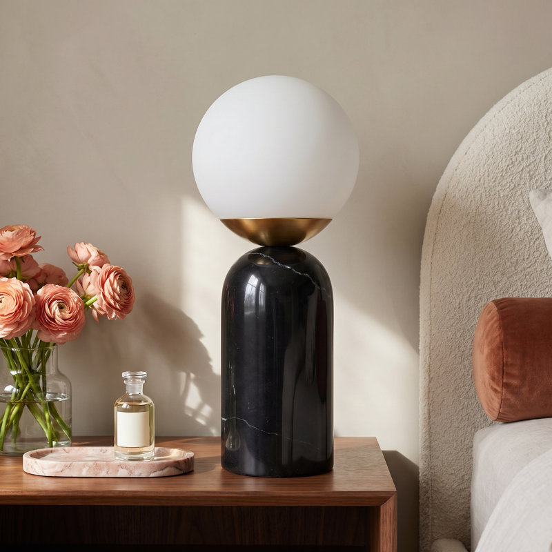 Balewa Rosalia Marble Table Lamp, Black