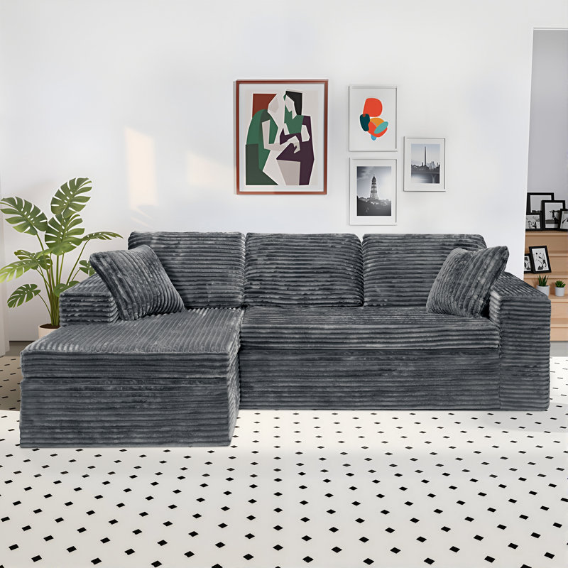108'' Modular Cloud Sectional Sofa With Modern Style, 2 Pieces For Living Room Bedroom, No Assembly Required(Left Hand Facing, Gray)