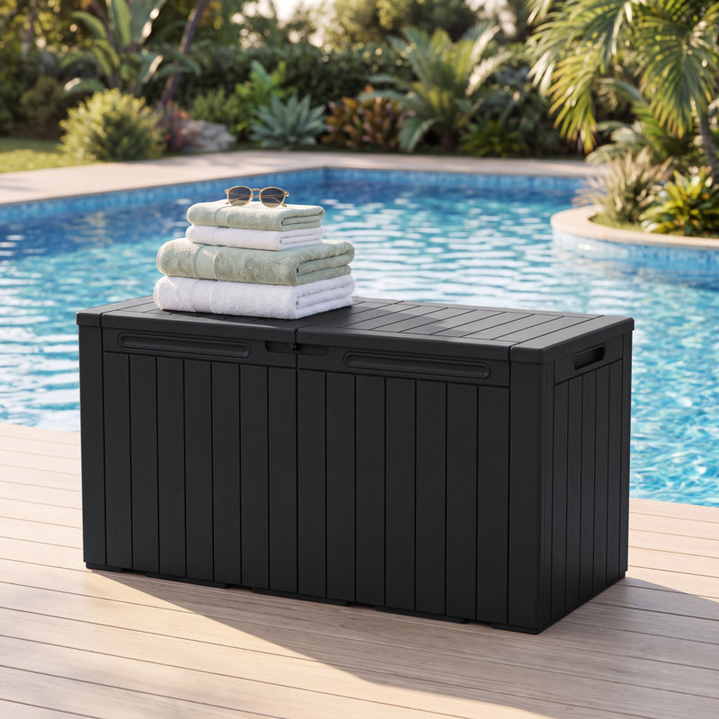 Boîte de rangement en résine 105 gallons, Noir