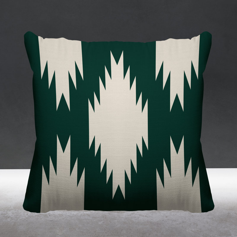 Coussin intérieur / extérieur Yuma Southwestern, L 15 po x H 15 po, Émeraude