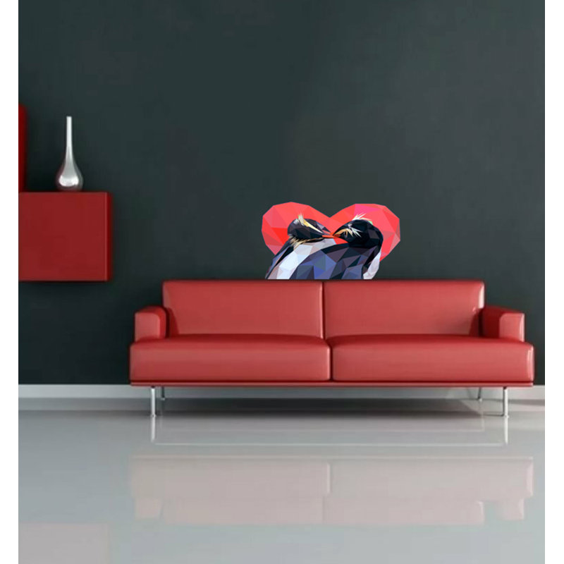 Décalcomanie murale pingouin polygonale, H 22 po x l 30 po
