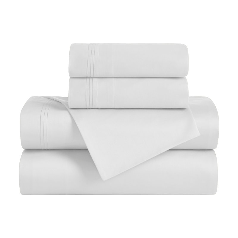 Egyptian Cotton 650 TC Deep Pocket Sheet Set - 18" & 20" Extra Deep Pocket Options, White