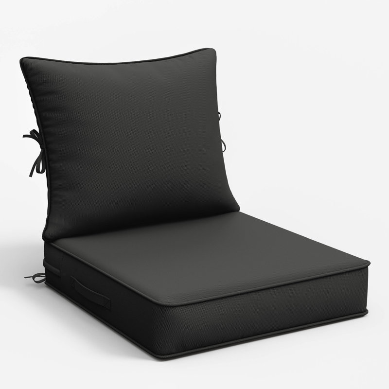 Ensemble de coussins de siège d'extérieur Wynee, Noir, noir, noir, noir, L 22 po x P 22 po, 4"