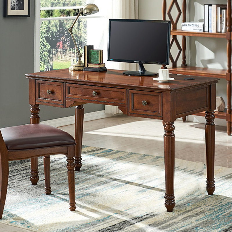 Bureau rectangulaire en bois massif brun noisette, 30.71" H x 47.24" W x 23.62" D