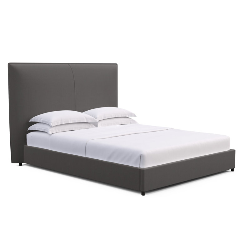 Mansfield Upholstered Bed, Full, Box Weave Linen Graphite, Weathered