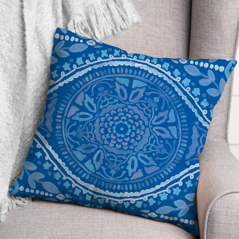 Housse et insert de coussin extérieur d'extérieur, Bleu, Floral 1