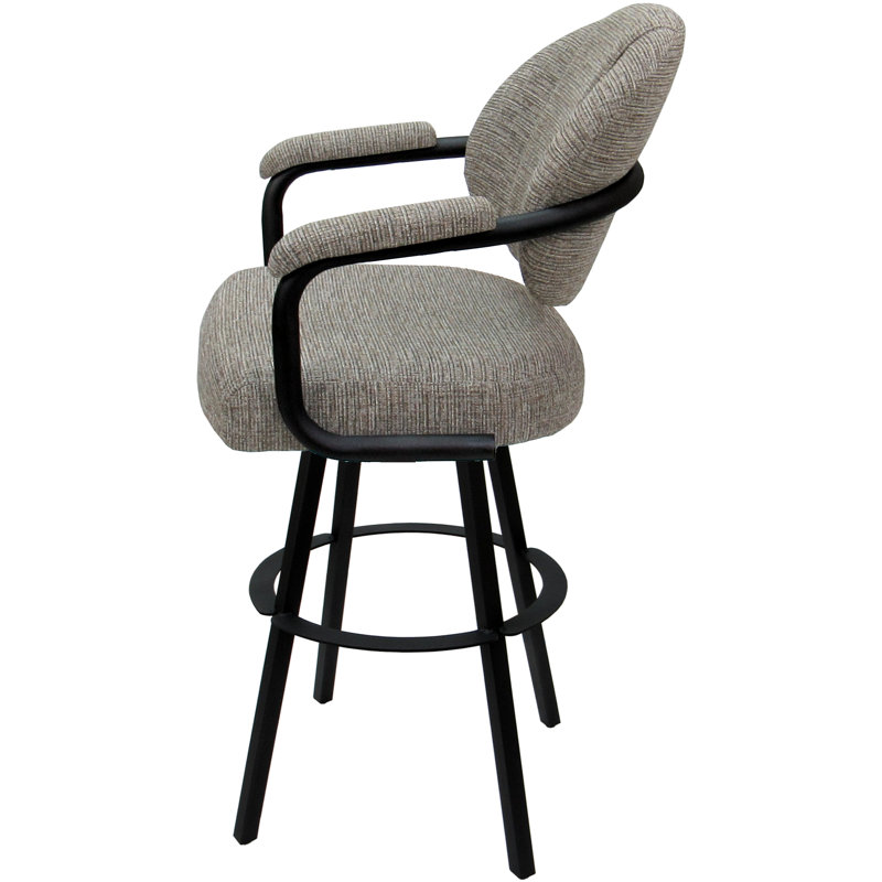 Swivel Upholstered Counter Stool with Metal Frame, Tan Polyester Blend/Black Frame