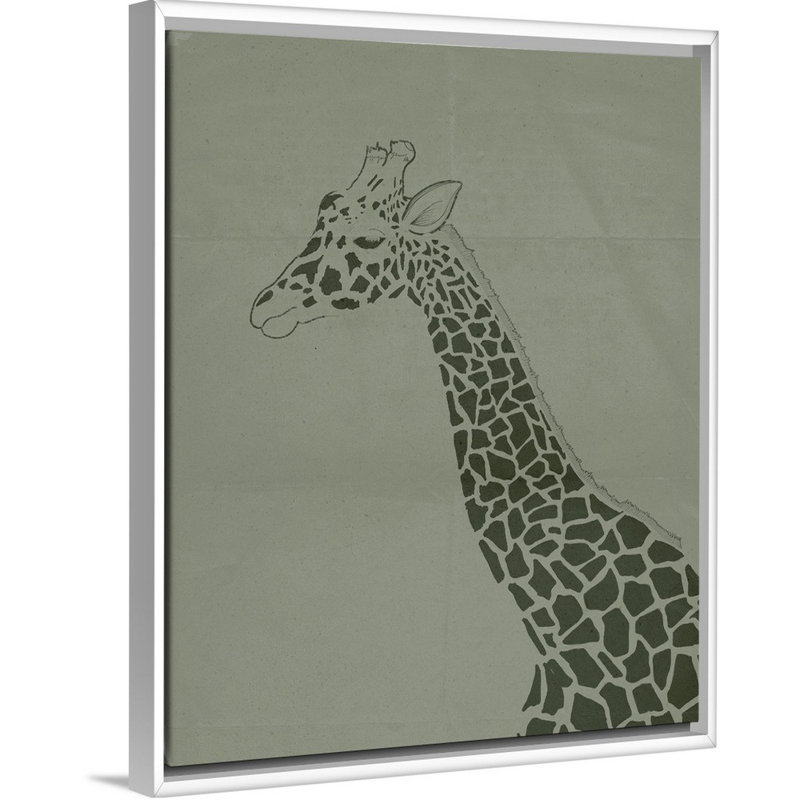 Décoration murale pour enfants giraffe ii, Cadre pour toile flottant blanc, H 20 po x l 16 po x P 1,2 o