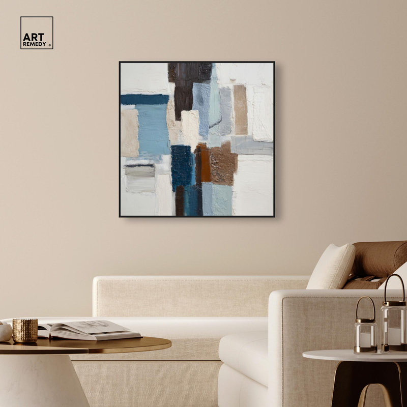 Décoration murale de bureau Cool Tones II par Art Remedy, cadre noir, 40 x 40, H 41 po x l 41 po, Structure noire
