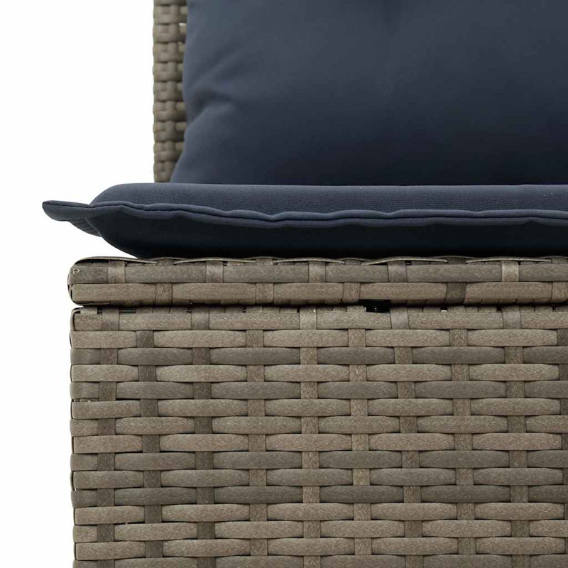 Ensemble de canapé de patio 7 pièces avec coussins en rotin de polyester, Gris, Marine