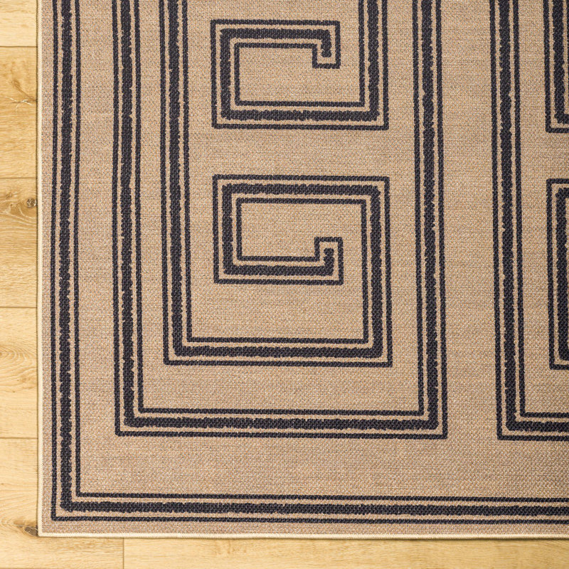Carah Khaki Machine Washable Area Rug, Rectangle 6' x 9'