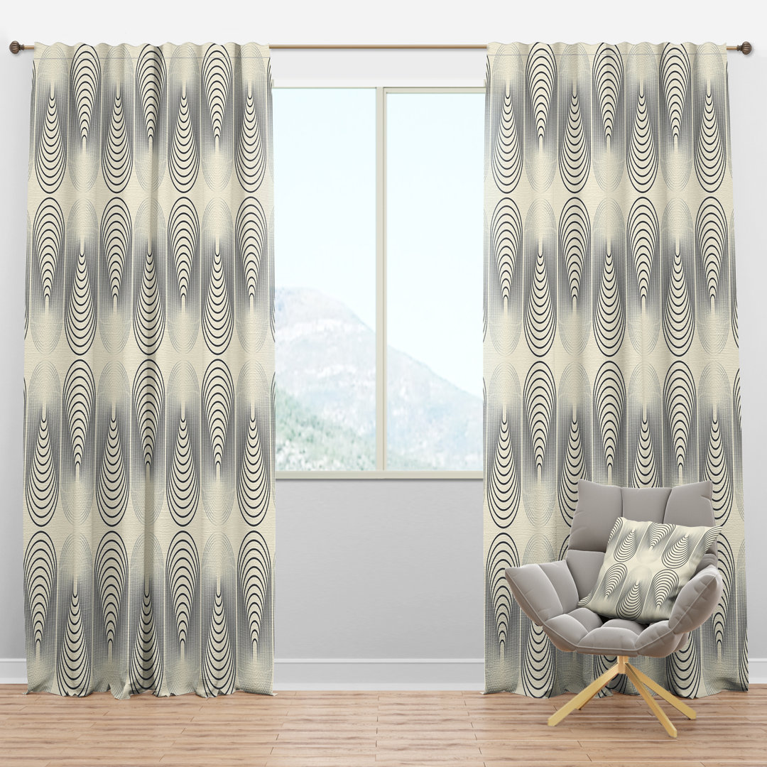 Monochrome Geometric Pattern X - Geometric Curtain - Velvet Room darkening - 1 panel Design Art Size per