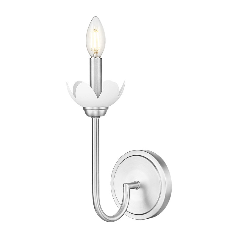 Applique murale texturée Burgett, Une lumière, Nickel brossé, H 11,5 po x l 5,25 po x P 7,5 po