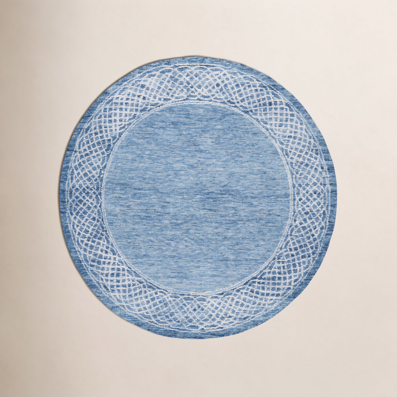 Hand-Tufted Geometric Wool Rug, Round 6'