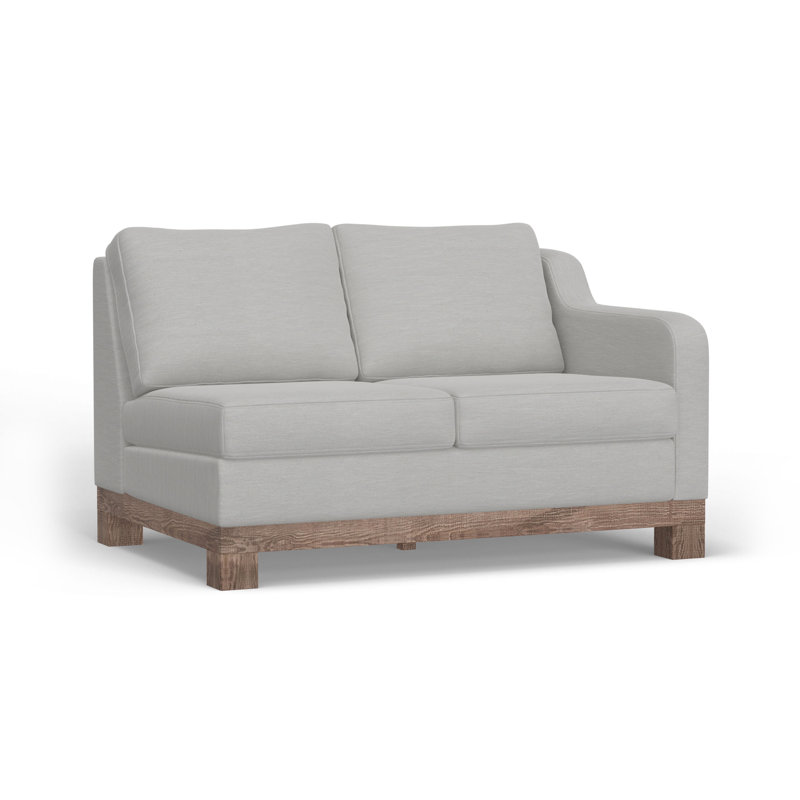Structure et base en bois Ditte, causeuse, Polyester blanc, H 36,75 po x l 60,5 po x P 38,5 po