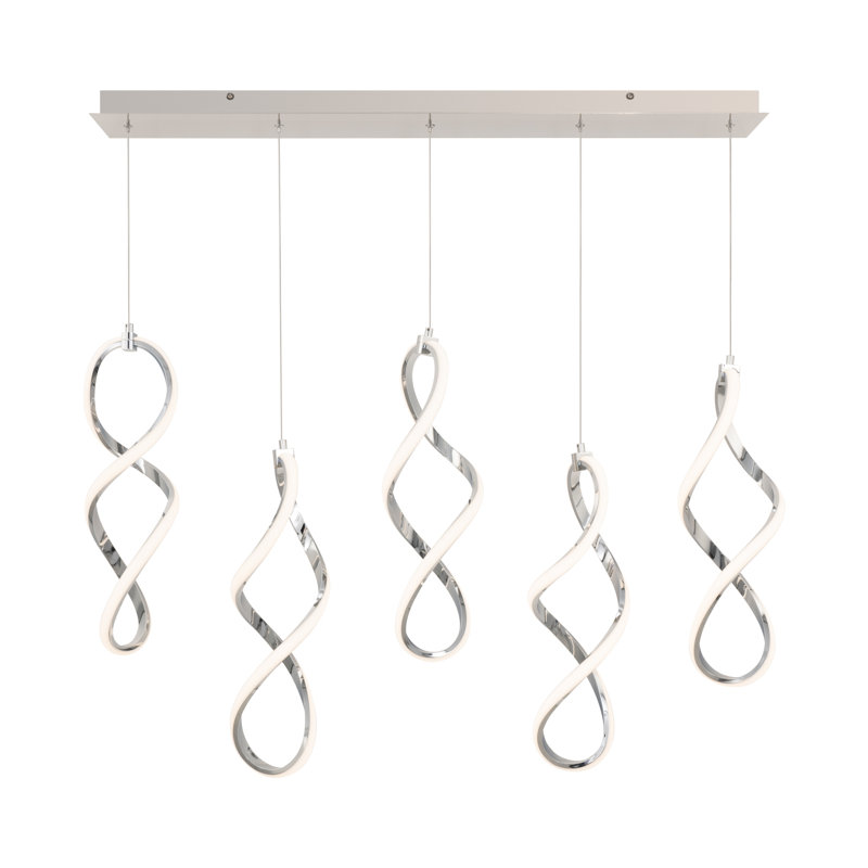 Chrome Frosted Silicone 5-Light LED Pendant Chandelier