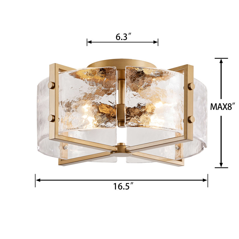 Plafonnier encastré 4 lumières Brinkmann, Laiton brossé