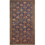 Blue Tribal Design Mid 19th Century Antique Turkish Oushak Rug