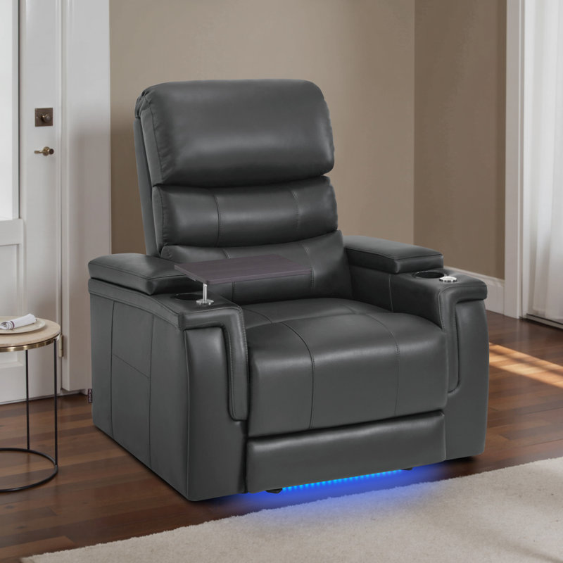 Power Reclining Home Theater Seating with Adjustable Headrest & Lumbar Support, Dark Gray