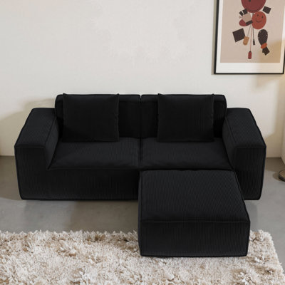 Modular Bed, Corduroy Cloud Velvet, Raised , Pillows Deep Seat Depth, Sponge
